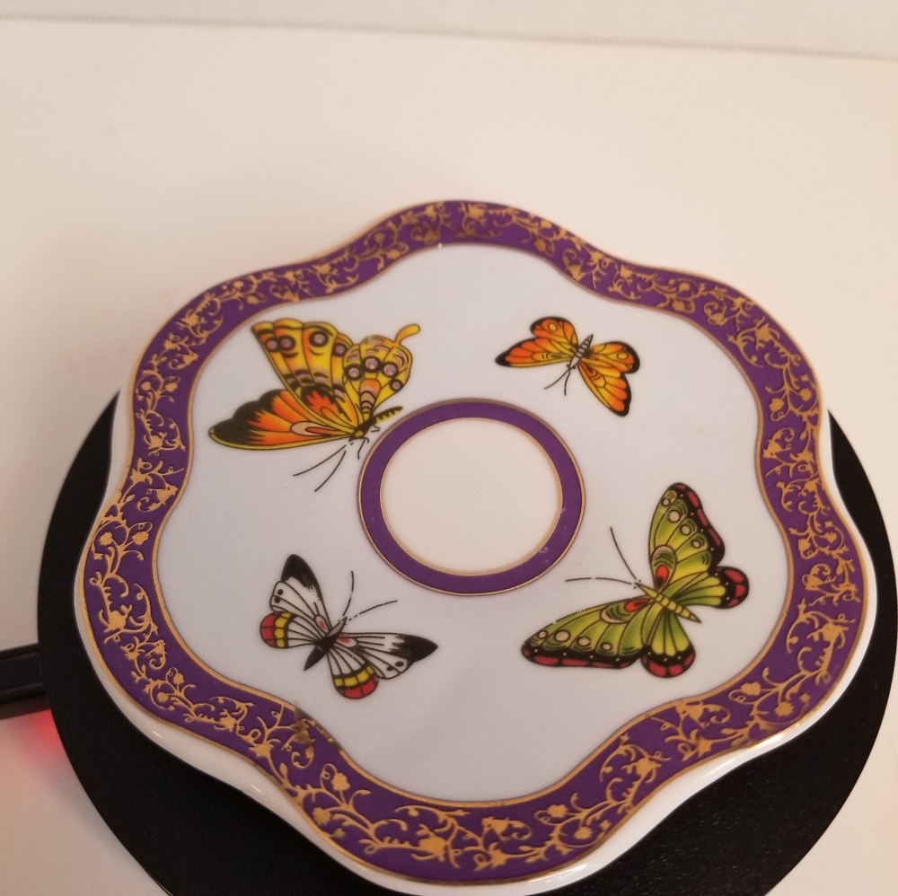 Butterflies Tea Cup & Saucer Formalities Baum Bros 10k Gold Trim - Picture 3 of 7